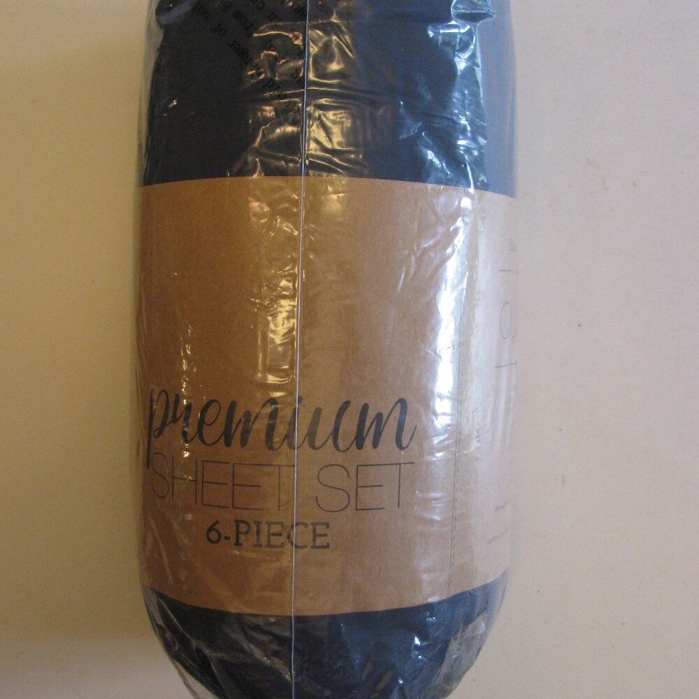 Premium Queen Size Sheet Set 6 Piece New in Pkg Navy Blue 4 Pillowcases SALE